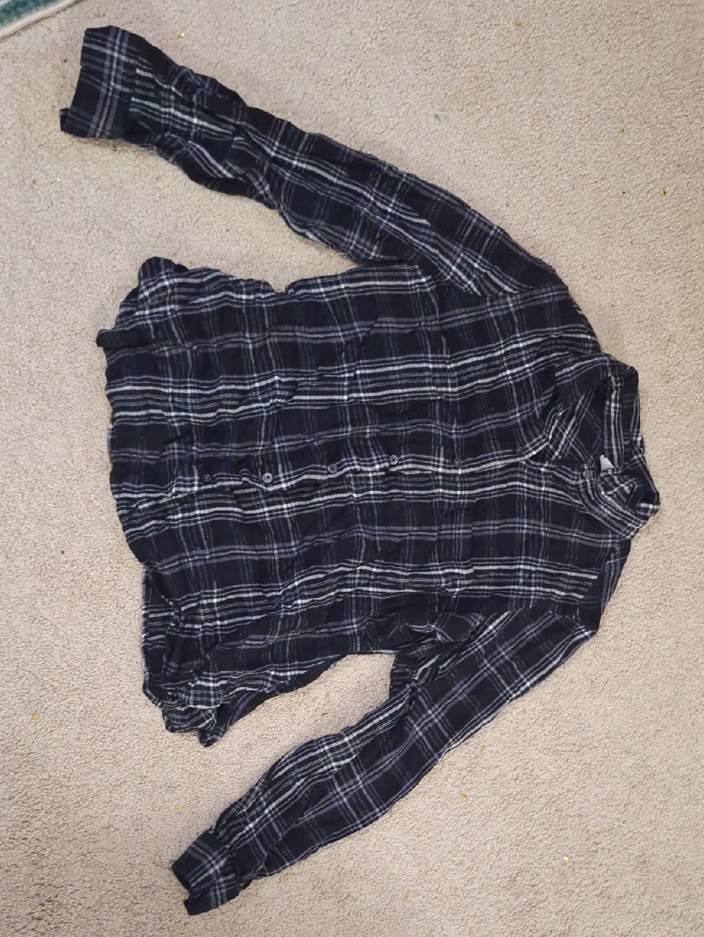 Old Navy Black & White Plaid Button-Down Shirt